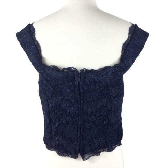 Speechless Navy Blue Sequined Crop, 15 Juniors - Picture 4 of 7